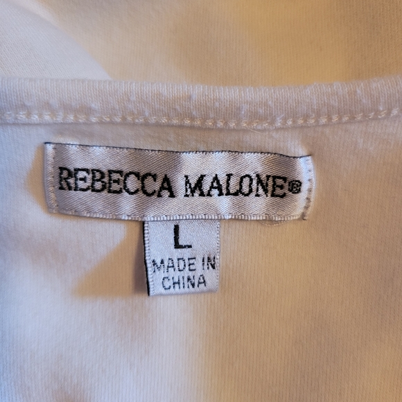 Rebecca Malone Women's Embellished Short Sleeve Top Sz L - Picture 5 of 6